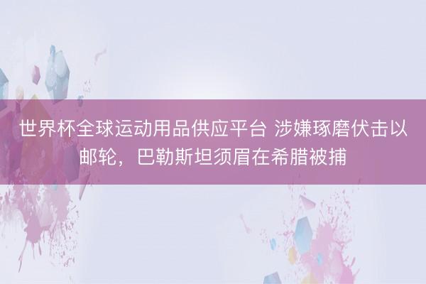 世界杯全球運動用品供應平臺 涉嫌琢磨伏擊以郵輪，巴勒斯坦須眉在希臘被捕